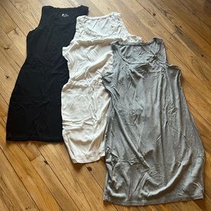 3pack XXL ribbed tank dress pre shrunk black white grey